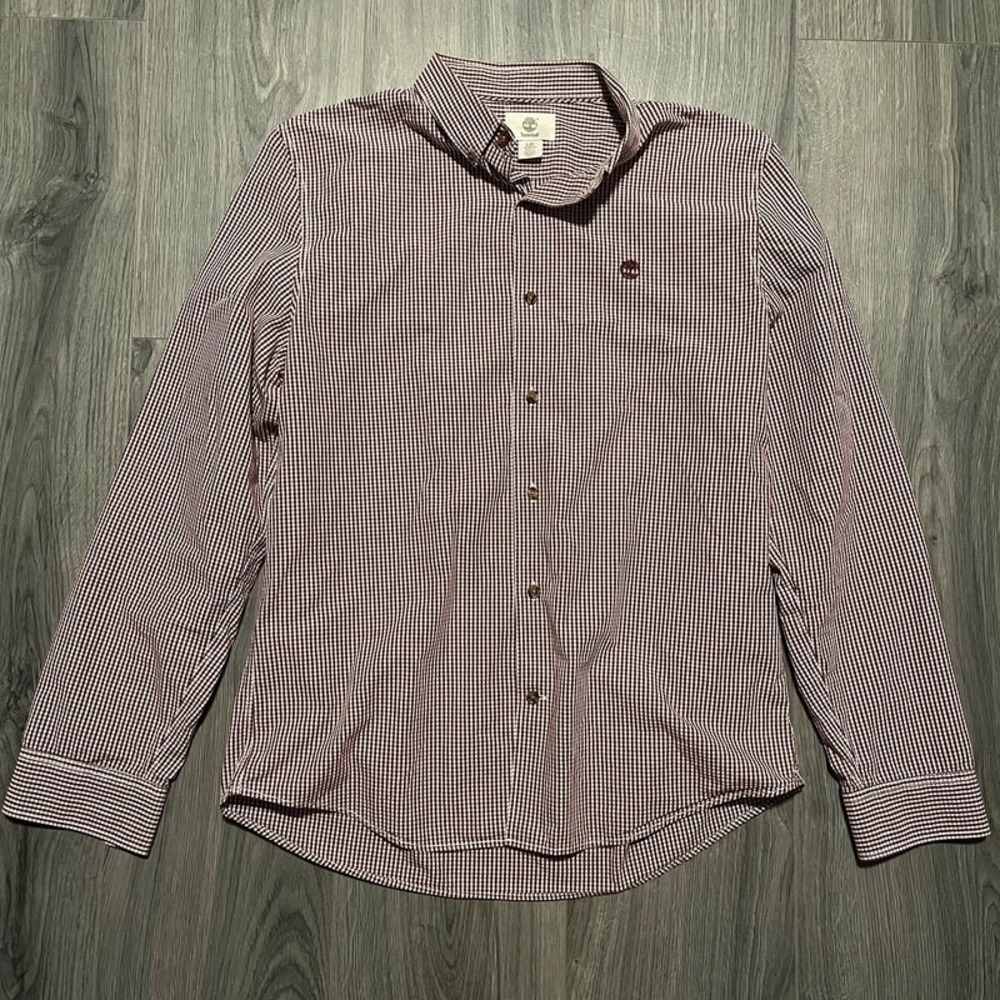 Timberland Burgundy & White Plaid Button Down Shirt